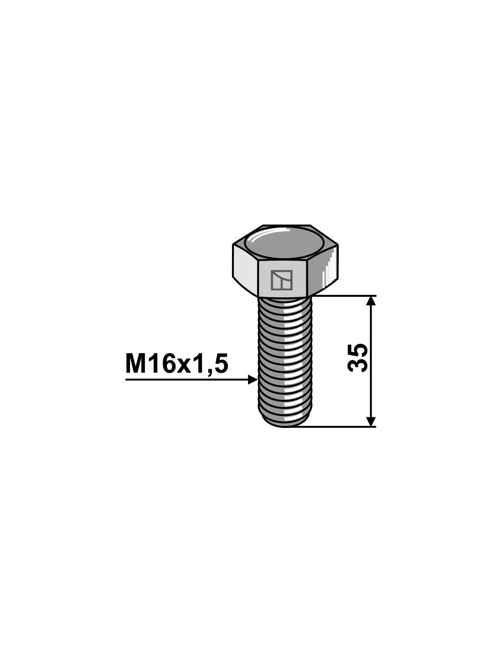 Boulon à tête hexagonale - M16x1,5X35 - 10.9