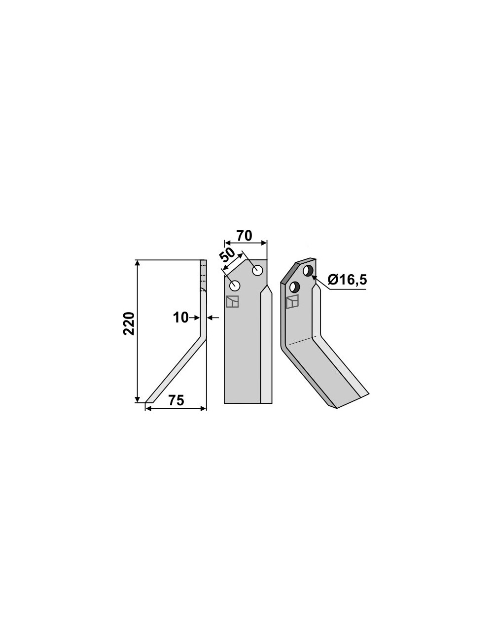 Couteau, modèle gauche