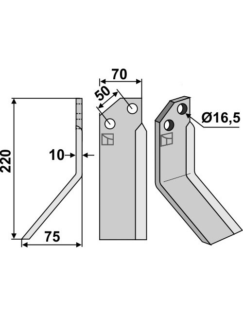 Couteau, modèle gauche