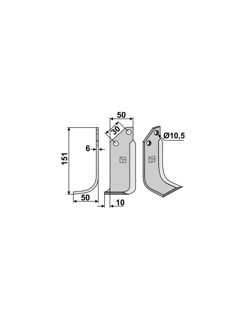 Couteau, modèle gauche