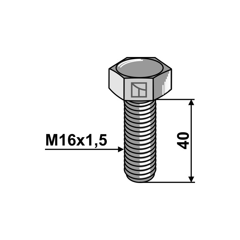Boulon à tête hexagonale - M16x1,5X40 - 10.9