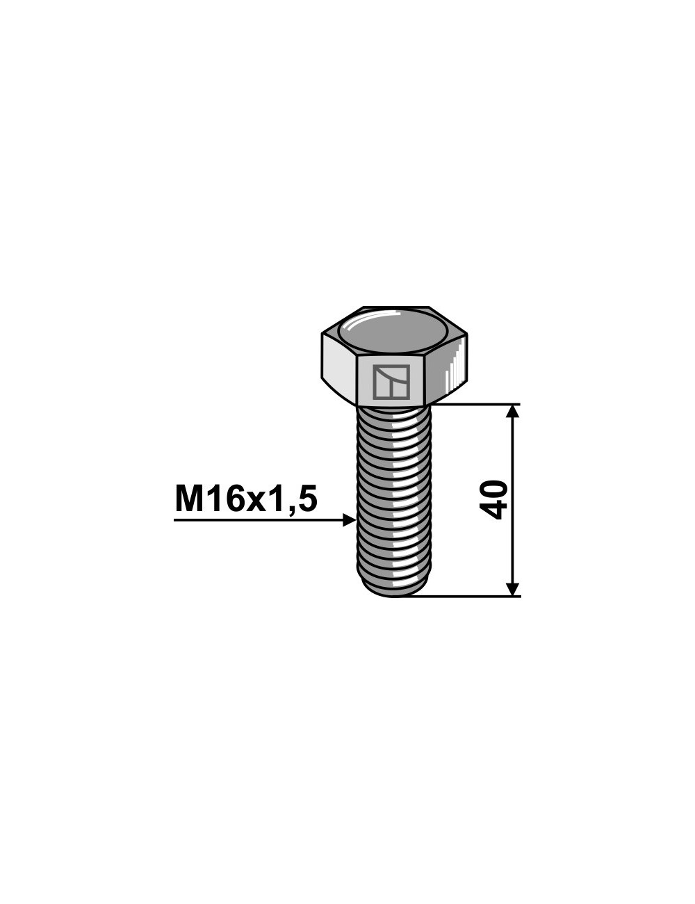 Boulon à tête hexagonale - M16x1,5X40 - 10.9