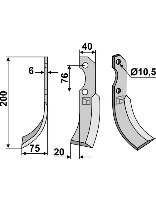 Couteau, modèle gauche