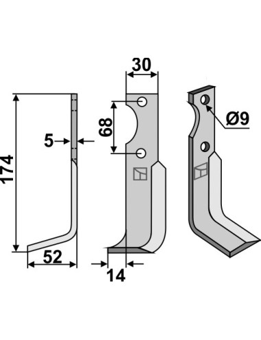 Couteau, modèle gauche