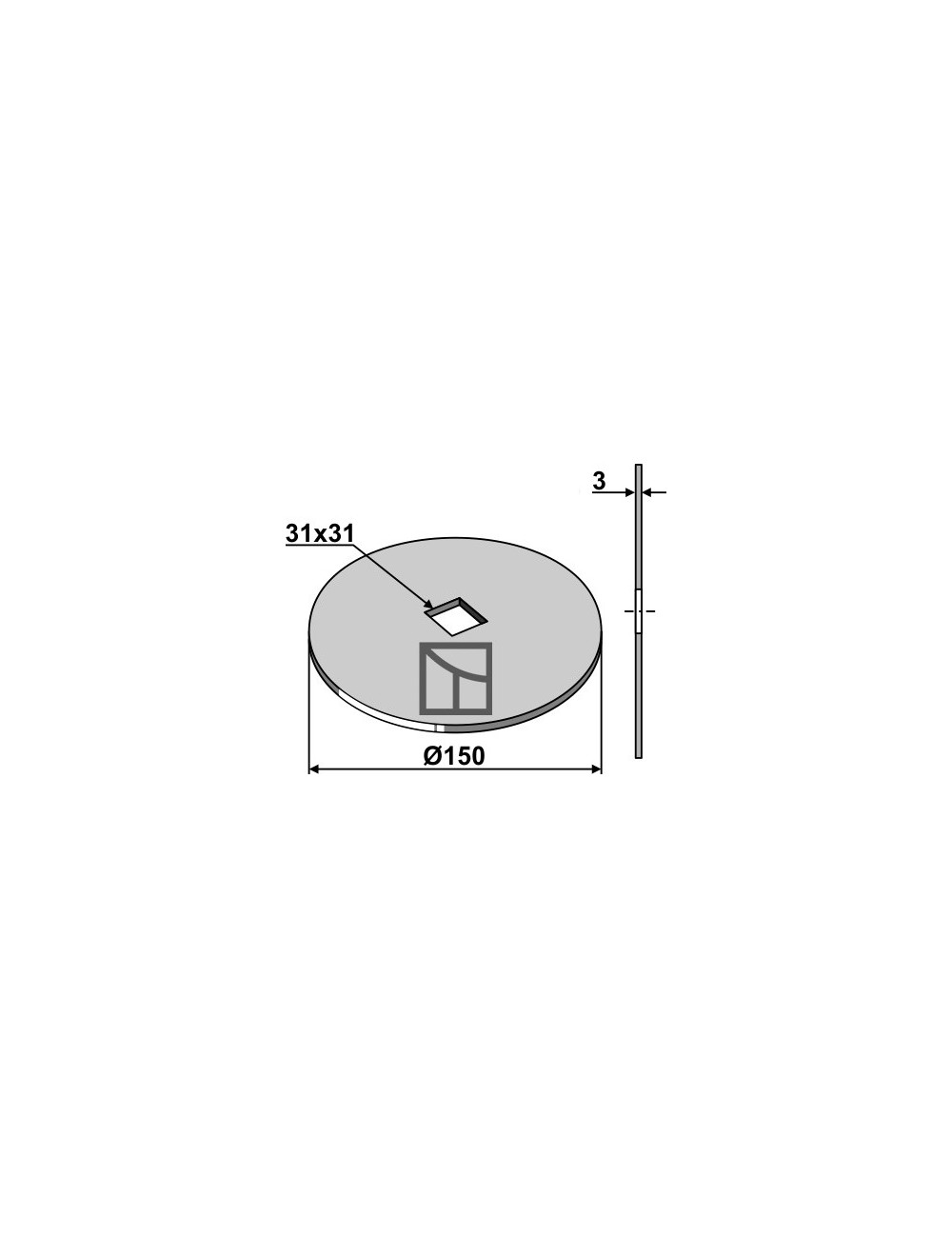Rondelle de compensation pour arbre carré 28x28 et 30x30
