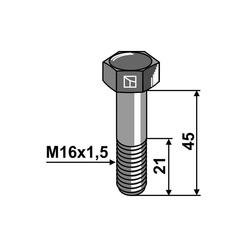 Boulon à tête hexagonale avec filet fin - M16x1,5x45 - 12.9