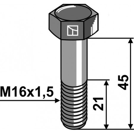 Boulon à tête hexagonale avec filet fin - M16x1,5x45 - 12.9
