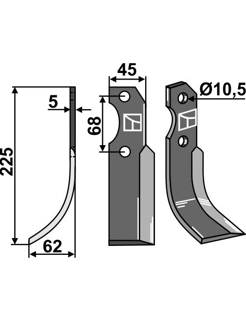 Couteau, modèle gauche