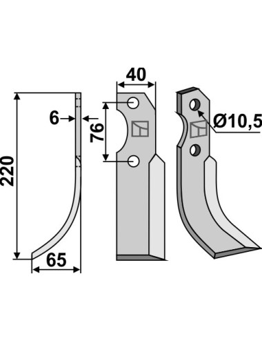 Couteau, modèle gauche