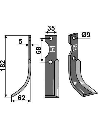 Couteau, modèle gauche