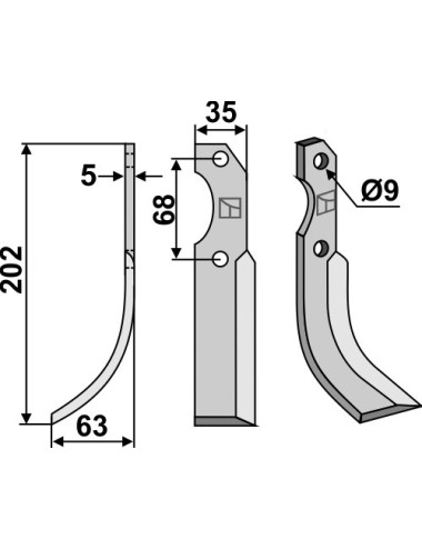 Couteau, modèle gauche