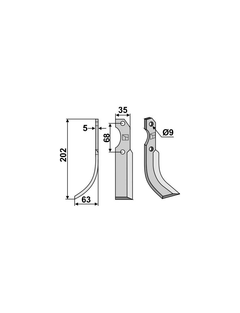 Couteau, modèle gauche