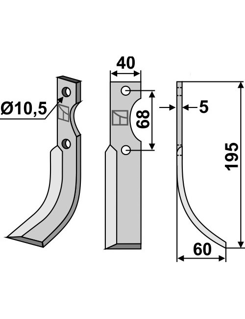 Couteau, modèle droit