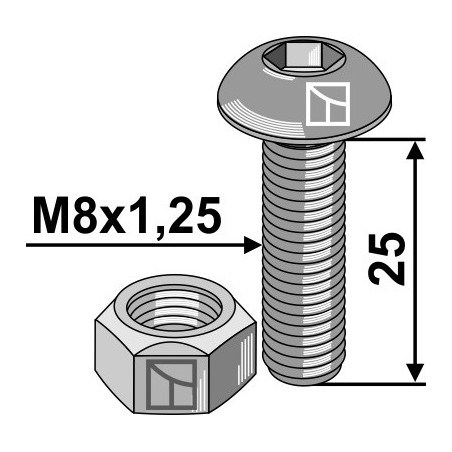 Boulon à 6 pans creux - M8x1,25 - 8.8