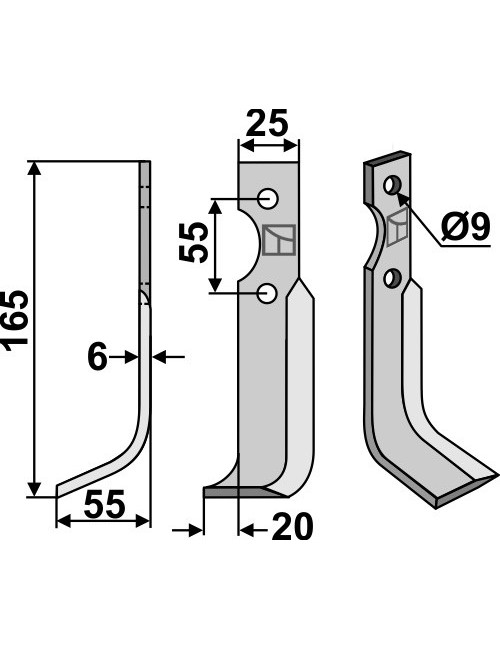 Couteau, modèle gauche