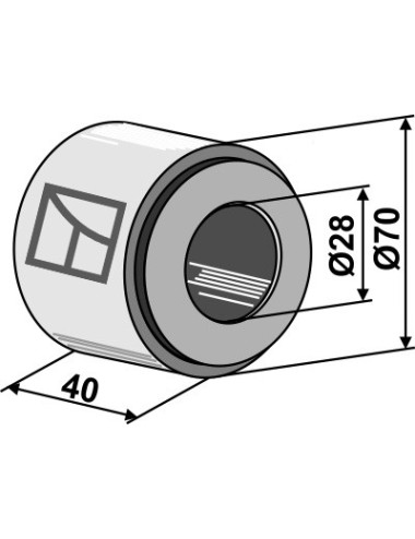 Bague en fer compl. avec palier en boi dur incorporé - Ø28mm