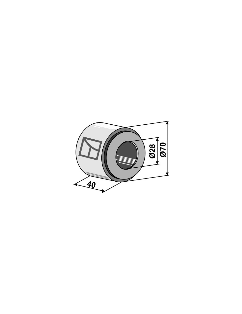 Bague en fer compl. avec palier en boi dur incorporé - Ø28mm