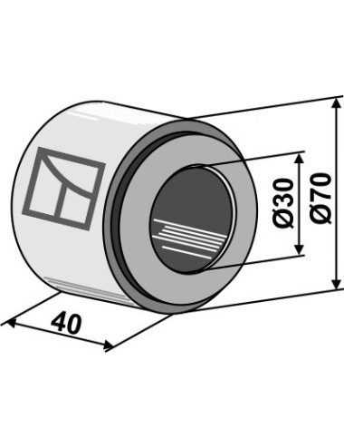 Bague en fer compl. avec palier en boi dur incorporé - Ø30mm