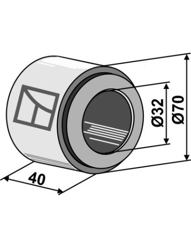 Bague en fer compl. avec palier en boi dur incorporé - Ø32mm