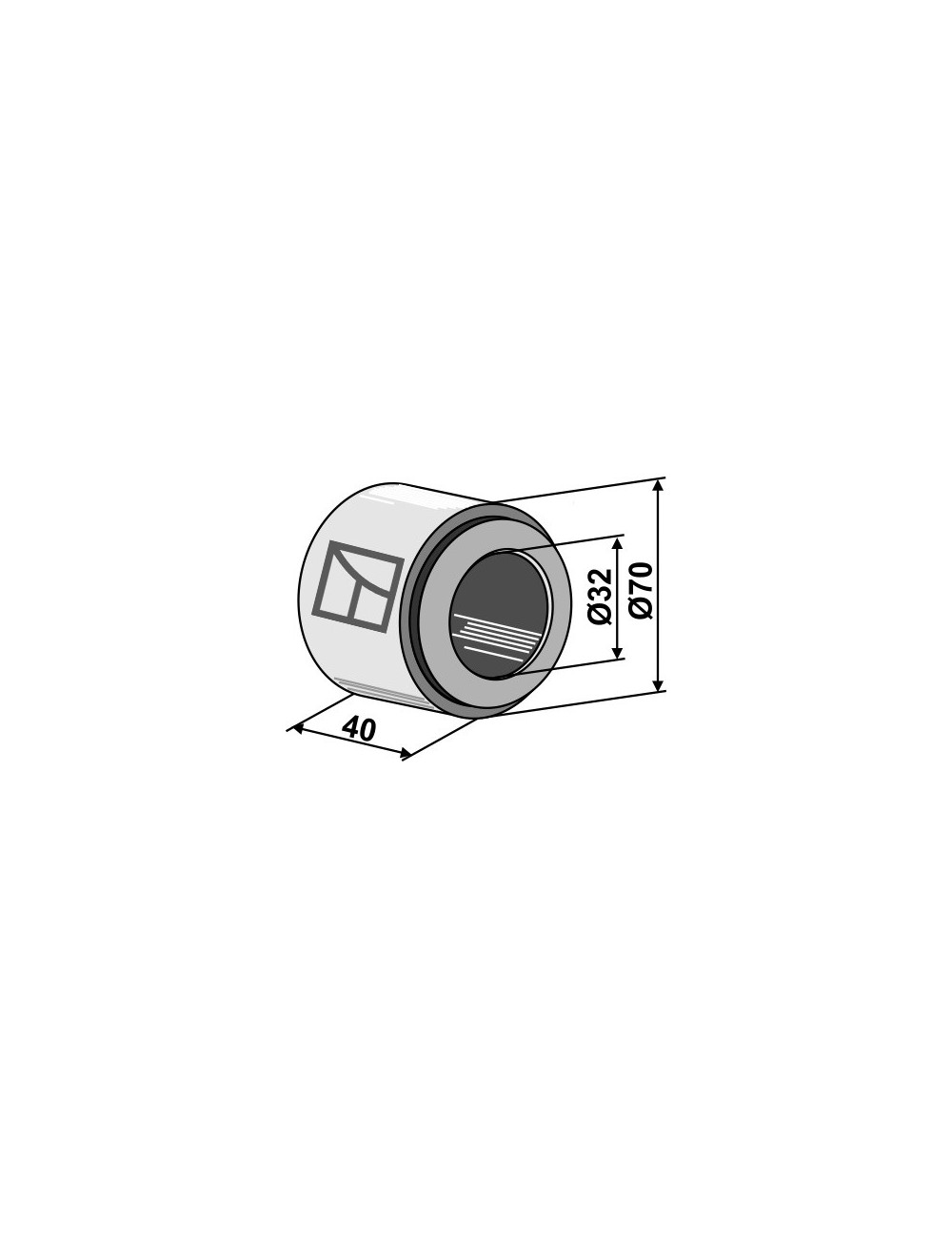 Bague en fer compl. avec palier en boi dur incorporé - Ø32mm