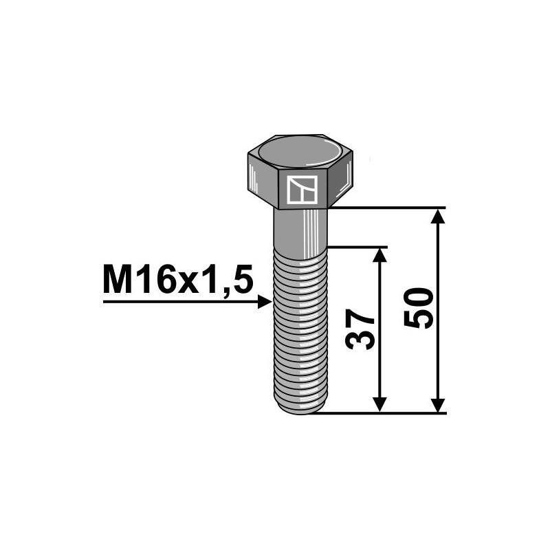 Boulon à tête hexagonale avec filet fin - M16x1,5x50 - 12.9