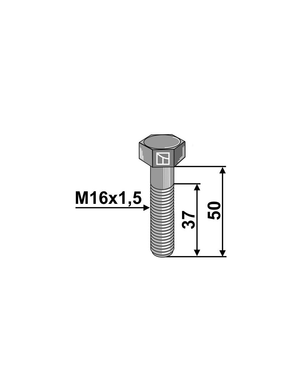 Boulon à tête hexagonale avec filet fin - M16x1,5x50 - 12.9