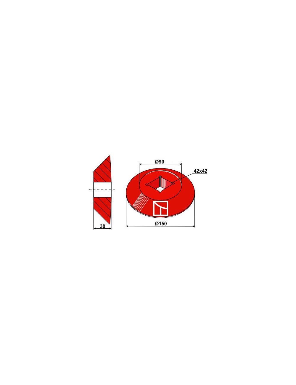 Disque terminal - intérieure pour arbre carré 40x40
