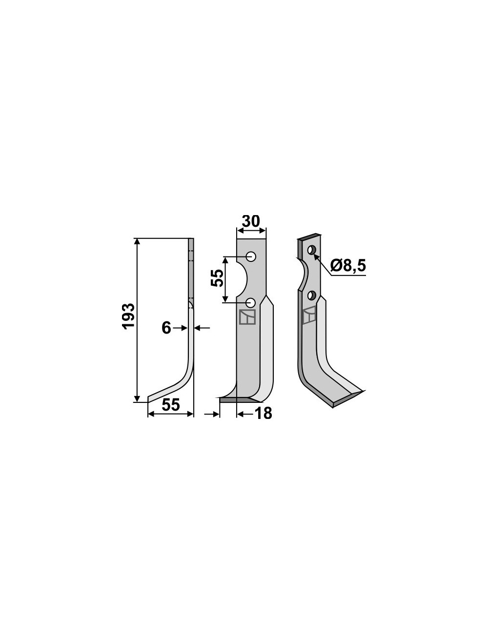 Couteau, modèle gauche