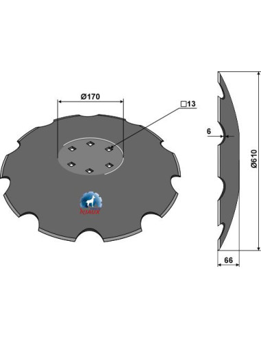 Disque crénelé à fond plat Ø610