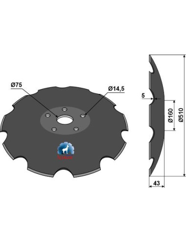 Disque crénelée à fond plat - Ø510
