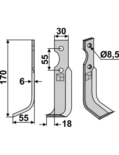 Couteau, modèle gauche