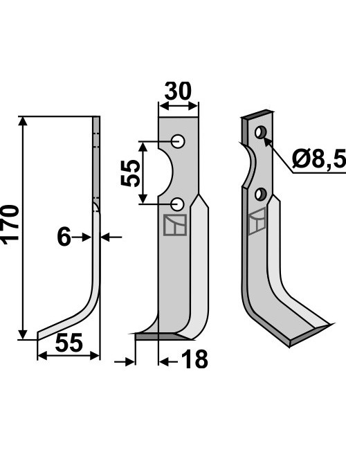 Couteau, modèle gauche