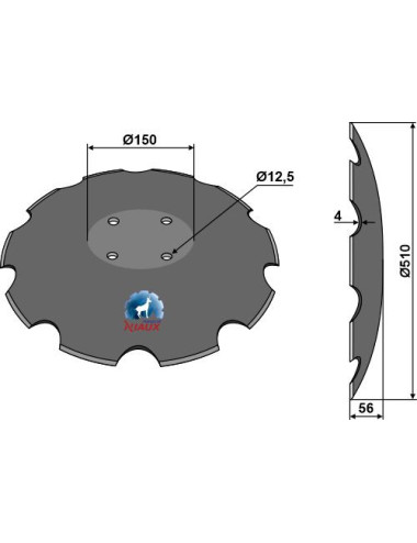 Disque crénelé à fond plat Ø510