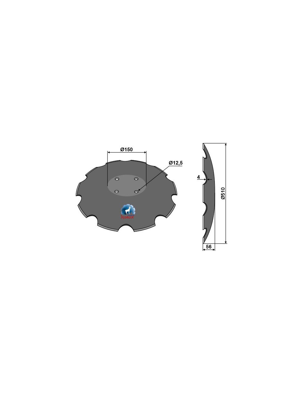 Disque crénelé à fond plat Ø510