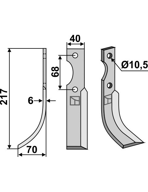 Couteau, modèle gauche