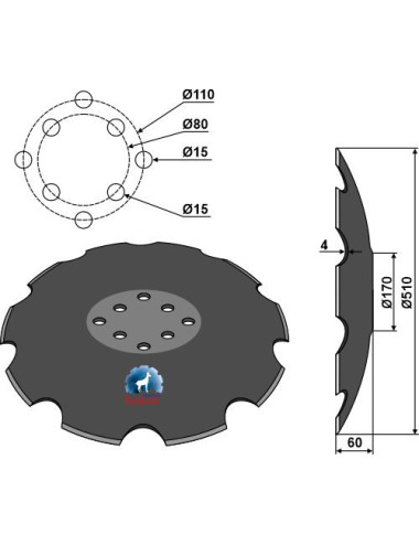 Disque crénelé à fond plat Ø510