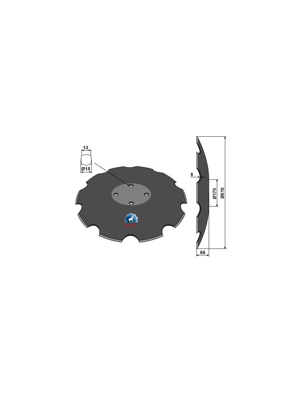 Disque crénelé à fond plat Ø610