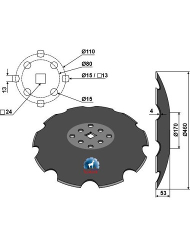 Disque crénelé à fond plat Ø460