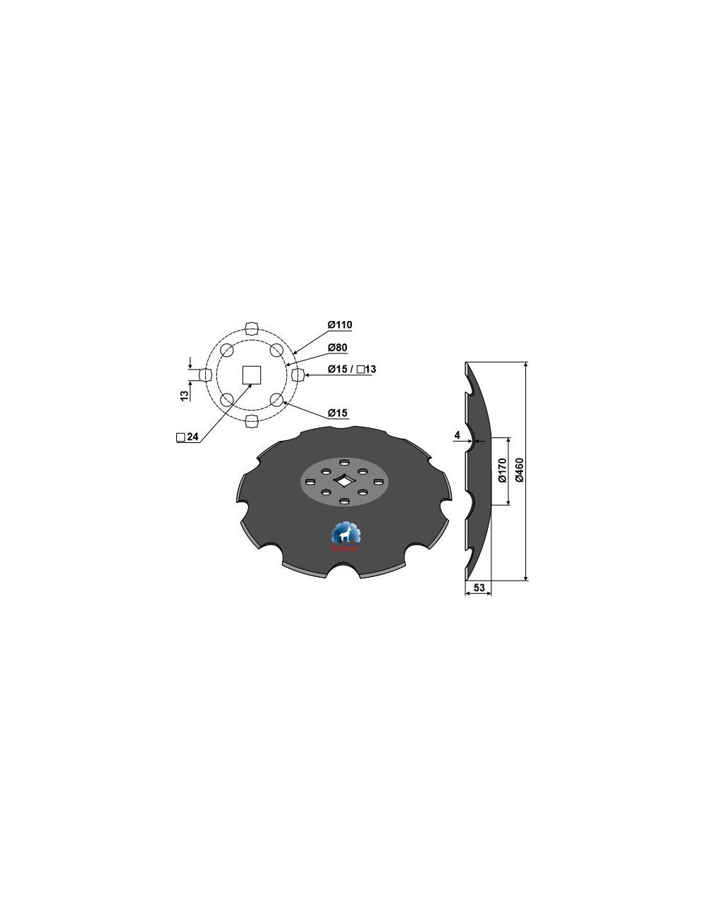 Disque crénelé à fond plat Ø460