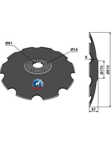Disque crénelée à fond plat - Ø510