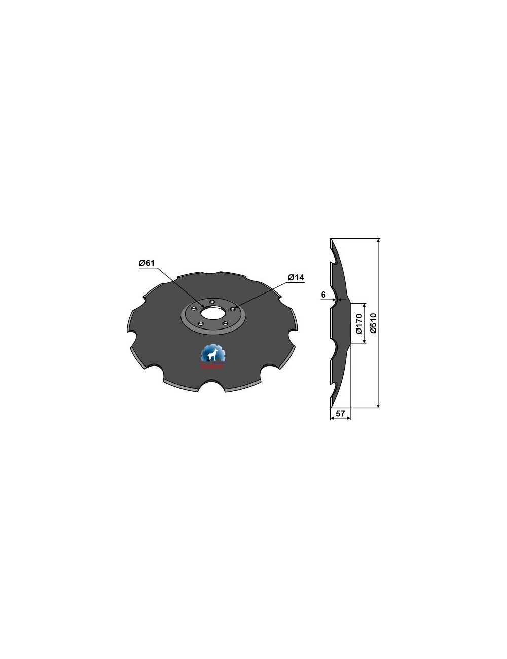 Disque crénelée à fond plat - Ø510