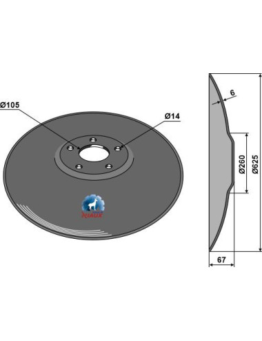 Disque lisse à fond plat - Ø625x6