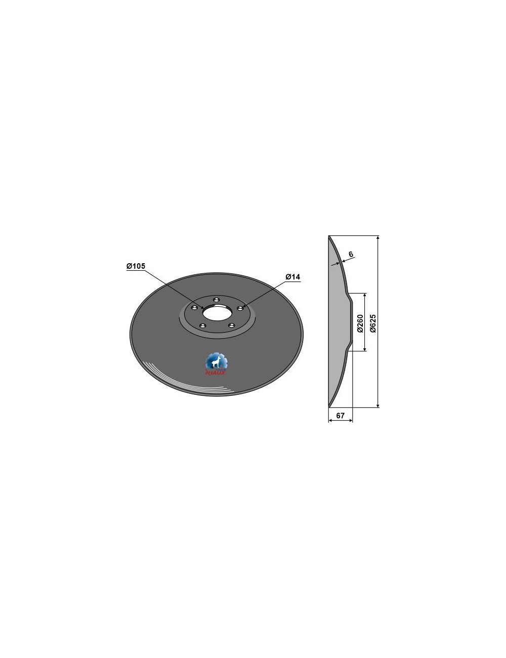 Disque lisse à fond plat - Ø625x6