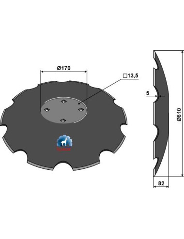 Disque crénelé à fond plat - Ø610