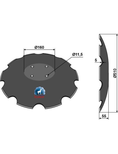 Disque crénelée à fond plat...