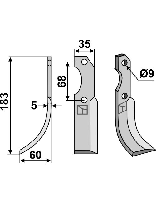 Couteau, modèle gauche