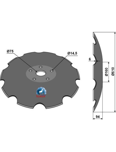 Disque crénelée à fond plat...