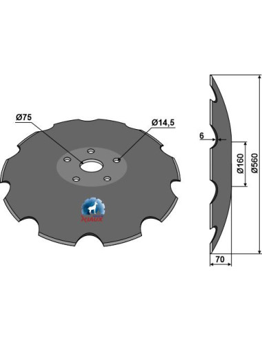 Disque crénelée à fond plat - Ø560