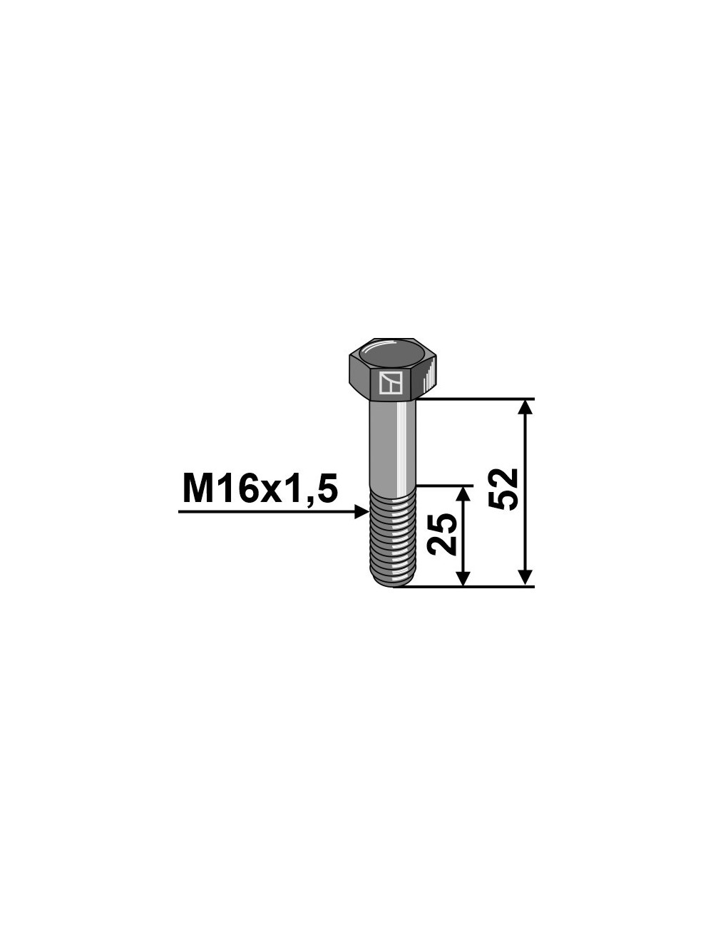 Boulon à tête hexagonale avec filet fin - M16x1,5x52- 12.9