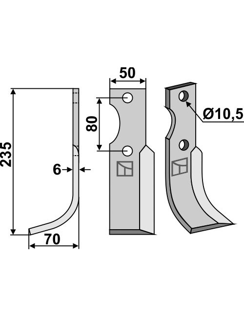 Couteau, modèle gauche